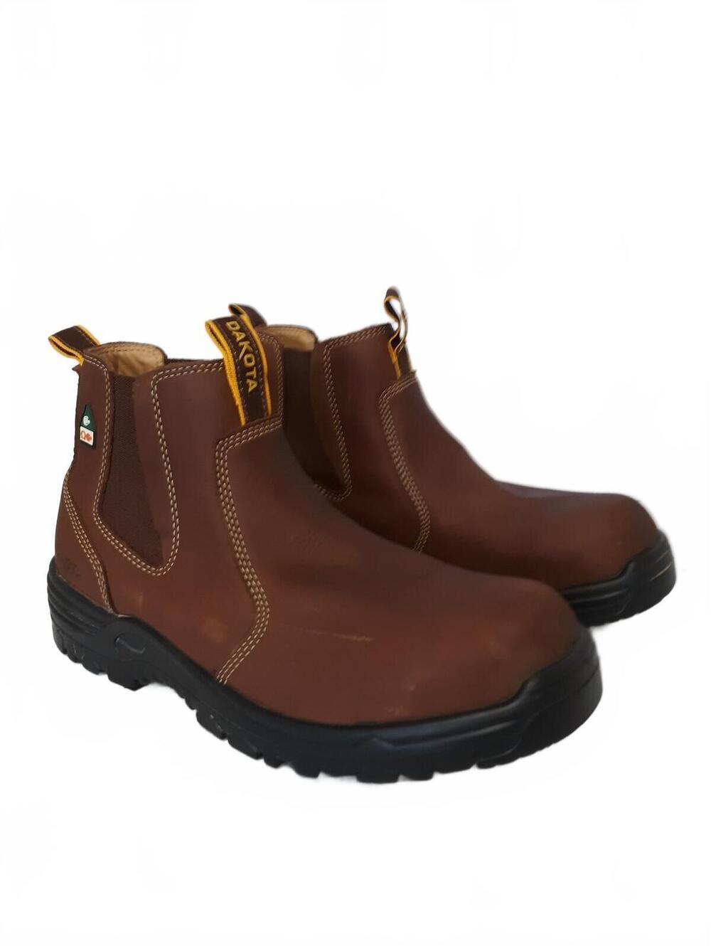 Dakota Men 13 M Brown Leather Chelsea Slip On Safety Toe Work Boots SAMBDK2-6100